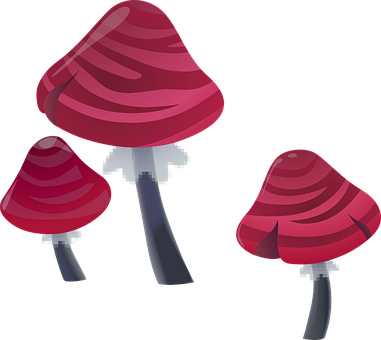 Red Striped Cartoon Mushrooms PNG with transparent background