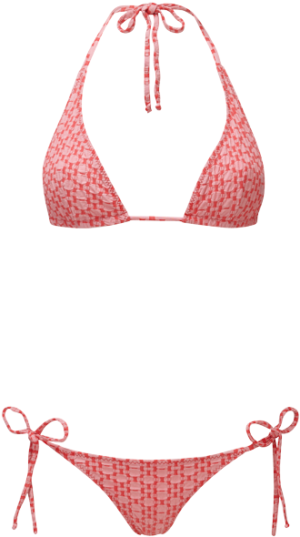 Red Textured Bikini Set