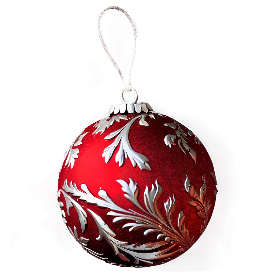 Red Textured Ornament Png 42