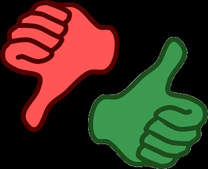 Red Thumbs Down Green Thumbs Up PNG with transparent background