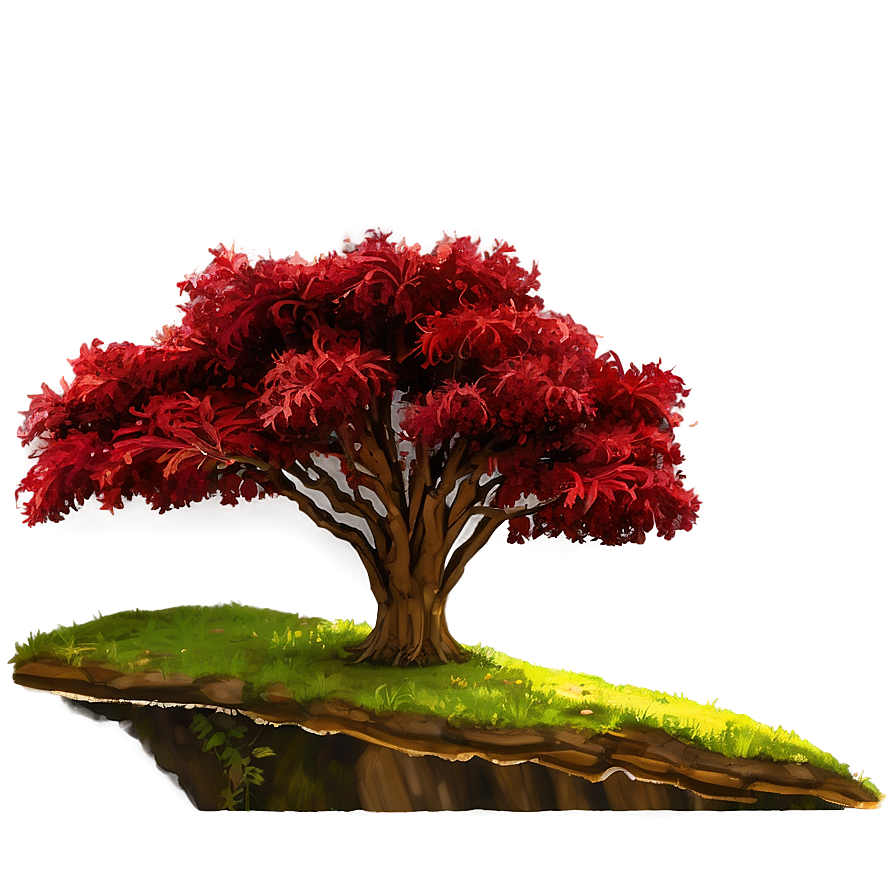 Red Tree By The River Png 14