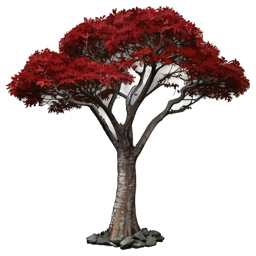 Red Tree In Rocky Landscape Png 67