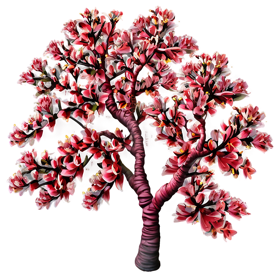 Red Tree With Blooming Flowers Png Gim