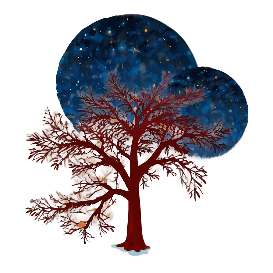 Red Tree With Night Sky Png 63