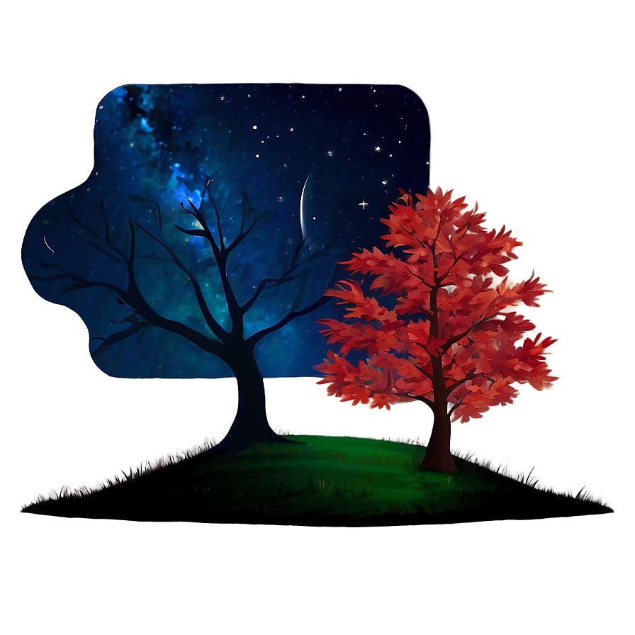 Red Tree With Night Sky Png Ygw62