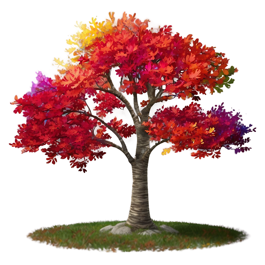 Red Tree With Rainbow Png 06252024