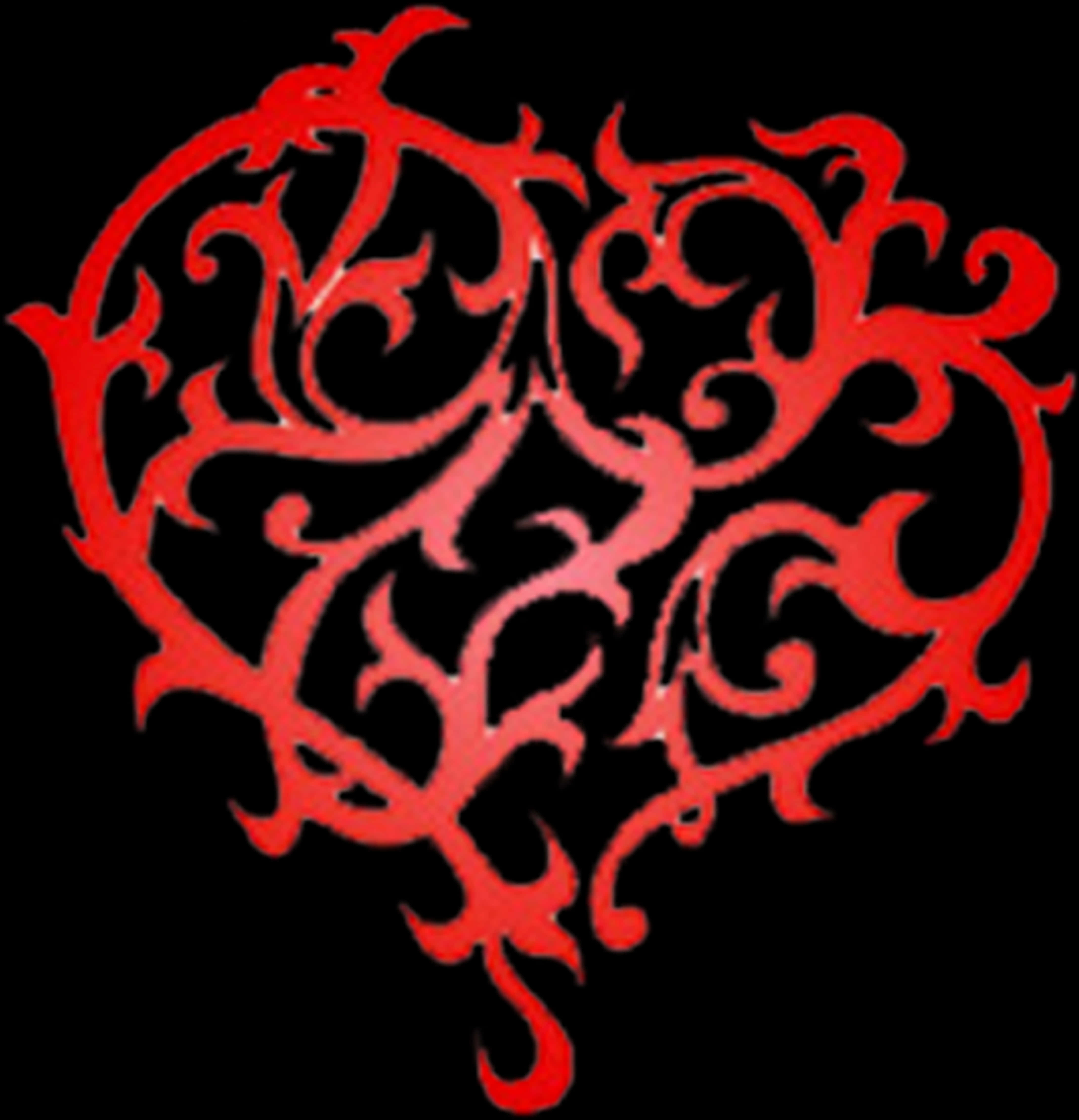 Red Tribal Heart Tattoo Design