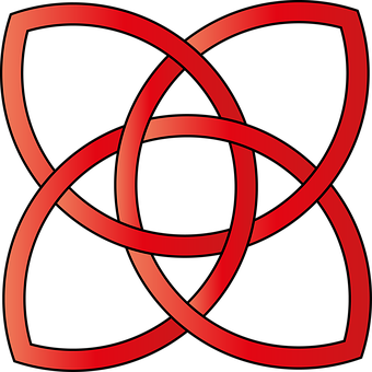 Red Triquetra Interlaced Design