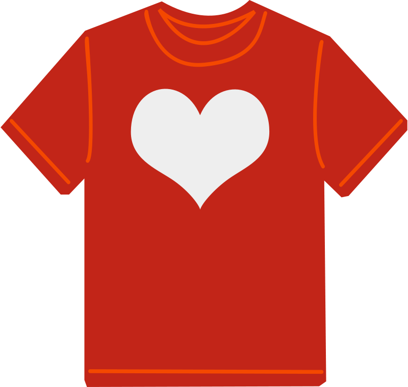 Red Tshirt Heart Design PNG image with a transparent background, free high-resolution download