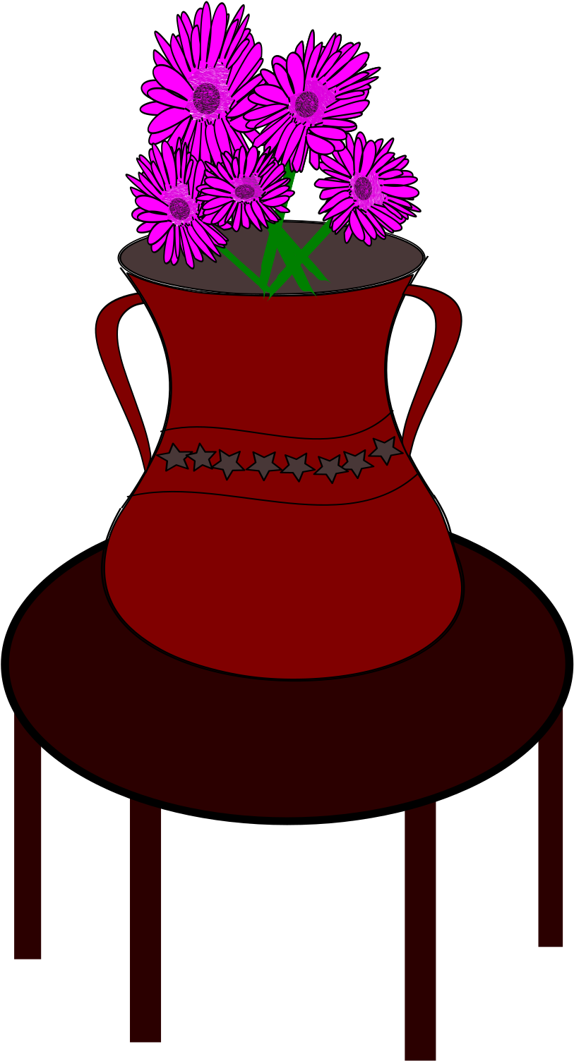 Flower Vase Clip Arts - Flower Vase On The Table, HD Png Download PNG with transparent background