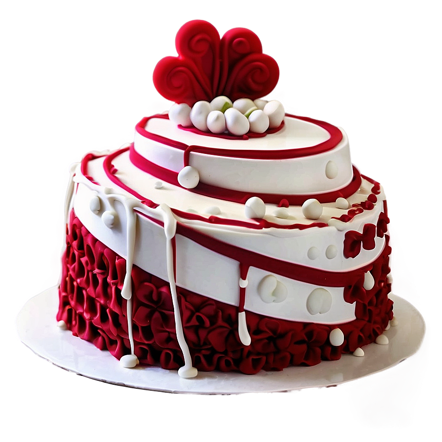 Red Velvet Cake With Fondant Decoration Png Kxw49