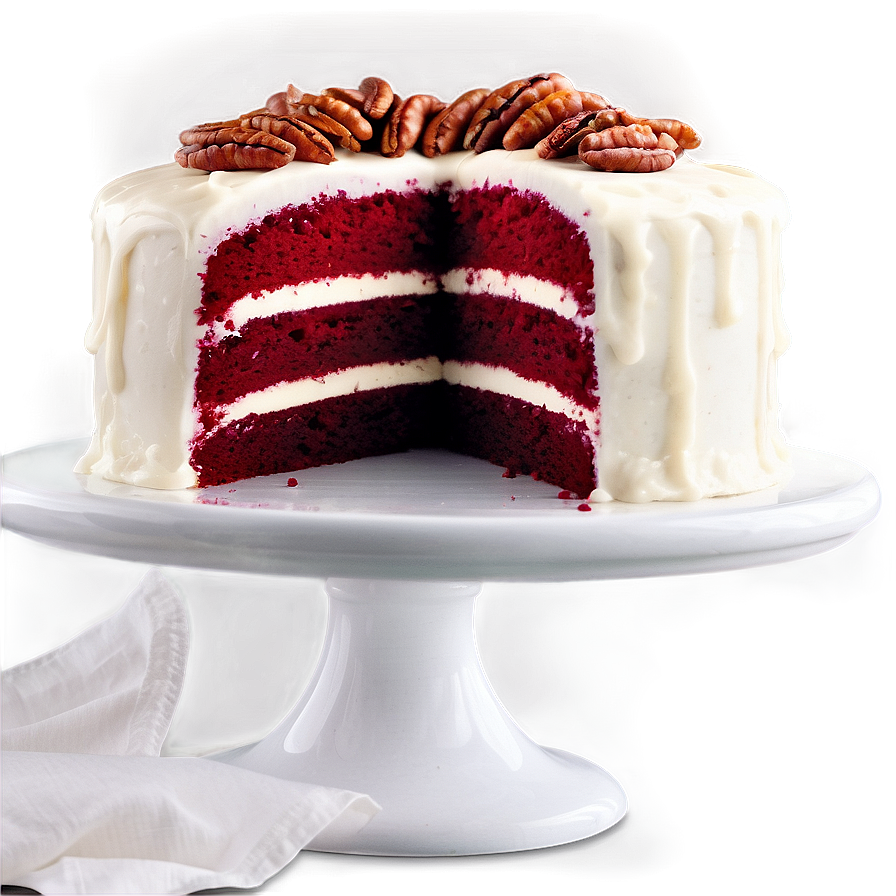 Red Velvet Cake With Pecan Glaze Png 50