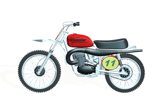 Red Vintage Motocross Motorcycle Number11 PNG with transparent background