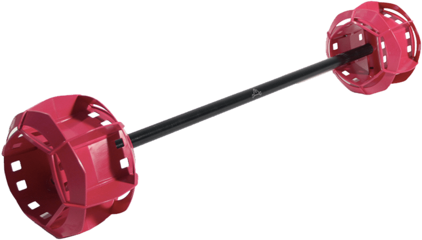 Red Weight Plates Barbell PNG with transparent background