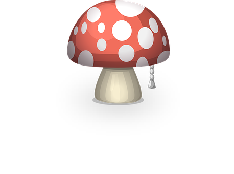 Red White Spotted Mushroom Illustration PNG with transparent background