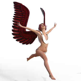 Red Winged Angel Ascension PNG with transparent background