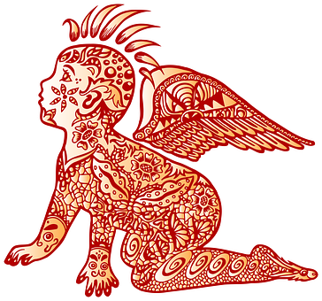 Red Winged Baby Creature Illustration