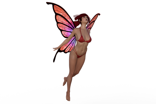 Red Winged Fairy Fantasy PNG with transparent background