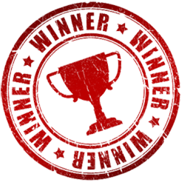 Red Winner Stamp Trophy Design