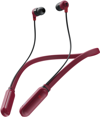 Red Wireless Earbuds Neckband Design