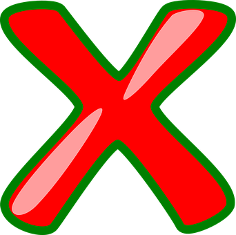 Red X Symbol Graphic PNG with transparent background