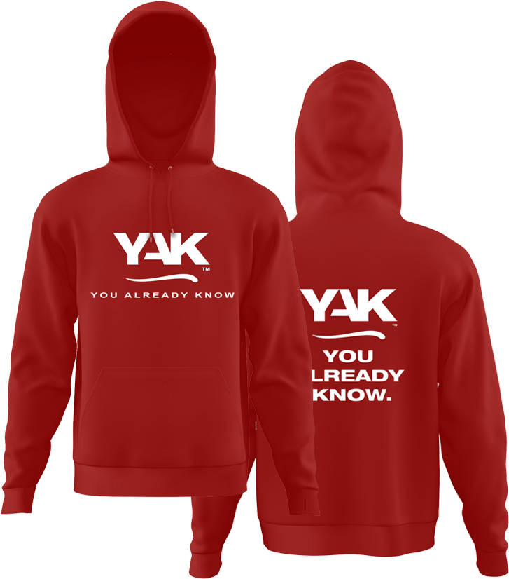 Red Y A K Hoodie Mockup