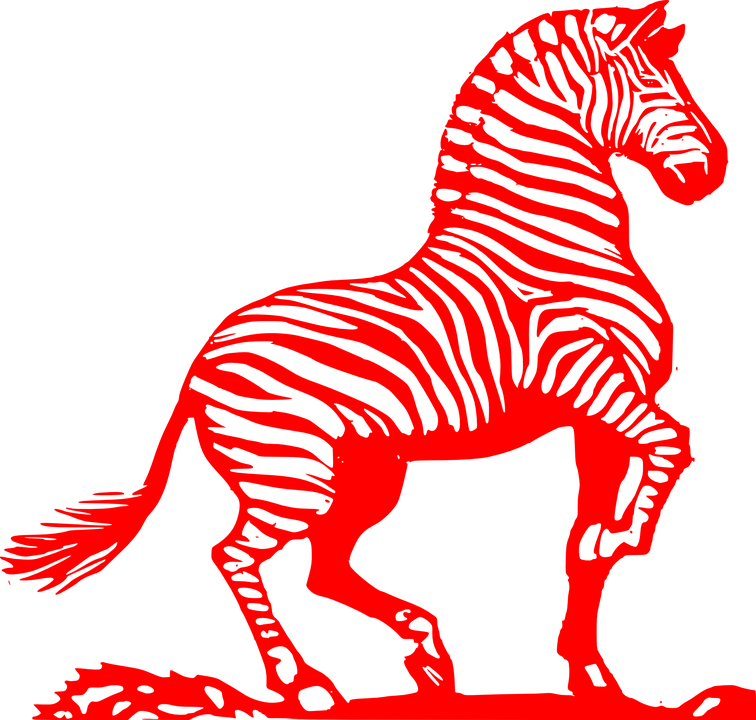 Red Zebra Silhouette Art