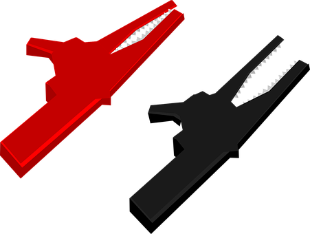 Redand Black Alligator Clips PNG with transparent background