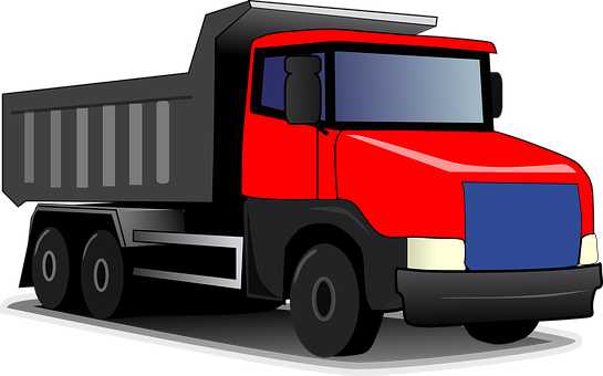 Redand Black Dump Truck Vector PNG with transparent background