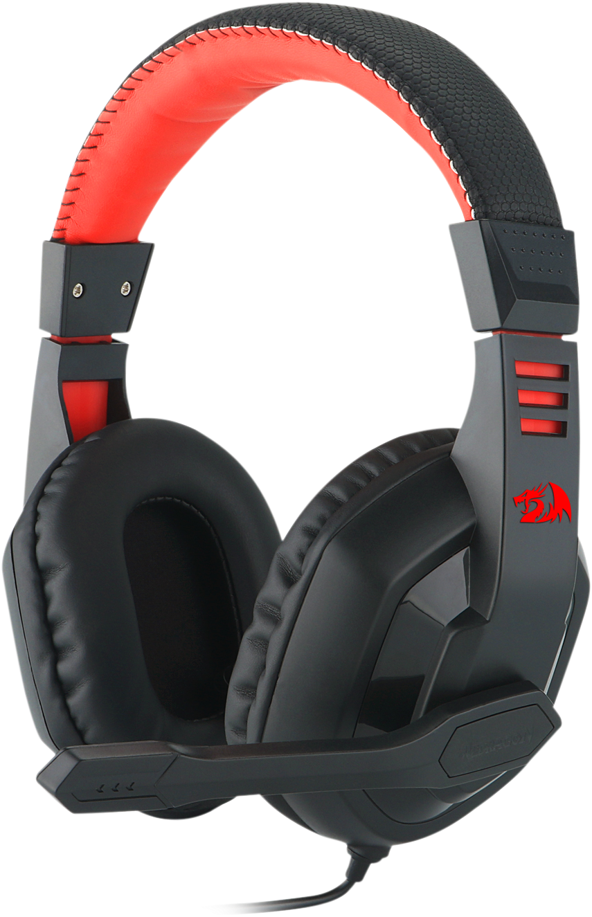 Redand Black Gaming Headset PNG image with a transparent background, free high-resolution download