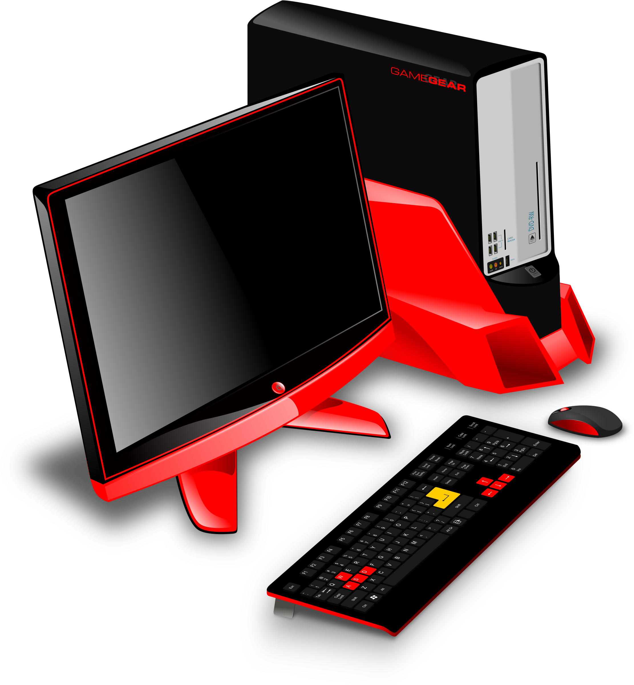 Redand Black Gaming Setup PNG with transparent background