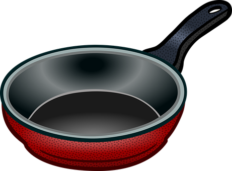 Redand Black Nonstick Frying Pan PNG with transparent background