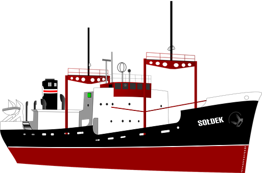 Redand Black Ship Illustration PNG with transparent background