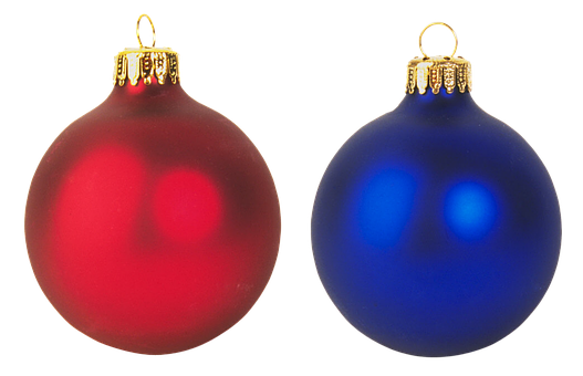 Redand Blue Christmas Ornaments PNG with transparent background