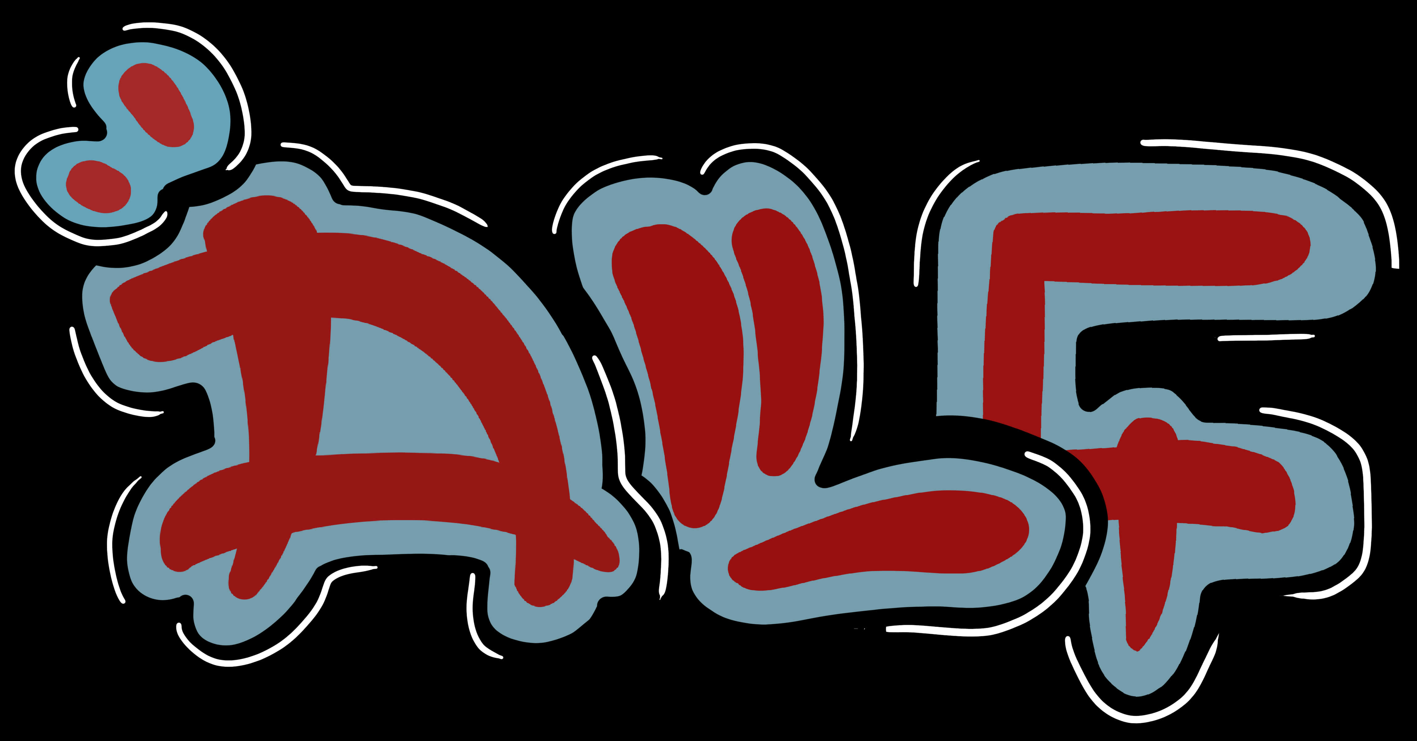 Redand Blue Graffiti Style Word Art PNG with transparent background