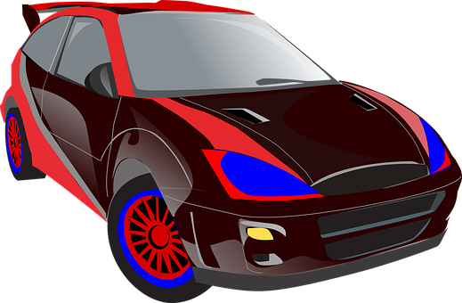 Redand Blue Racing Car Illustration PNG with transparent background