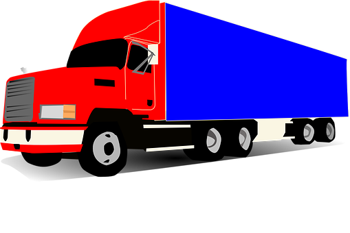 Redand Blue Semi Truck Illustration PNG with transparent background