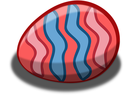 Redand Blue Wavy Easter Egg PNG with transparent background