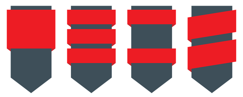 Redand Gray Ribbon Banners PNG with transparent background