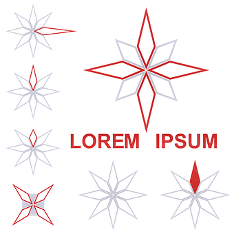 Redand Gray Star Designs PNG with transparent background