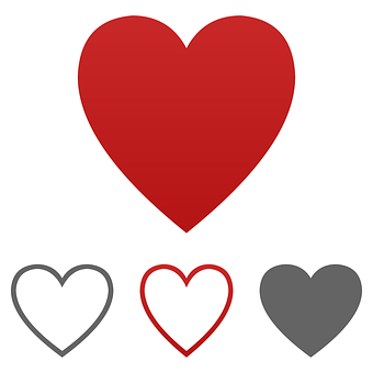Redand Grey Heart Icons PNG with transparent background