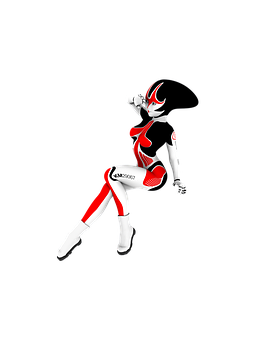 Redand White Anime Girl Illustration