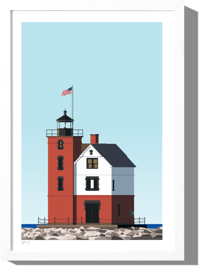 Redand White Lighthouse Artwork