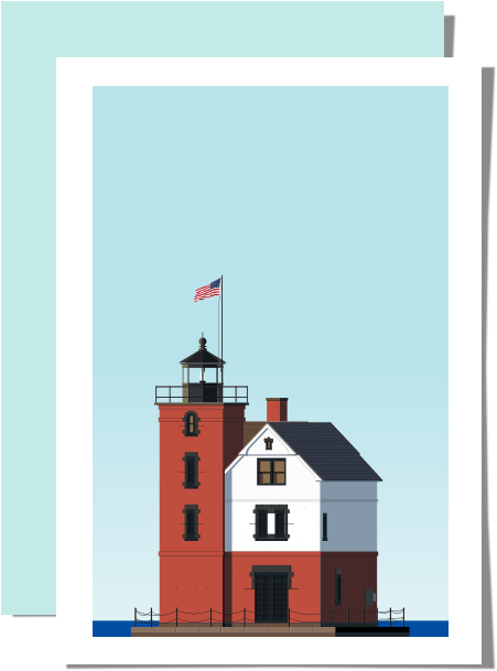 Redand White Lighthouse Illustration