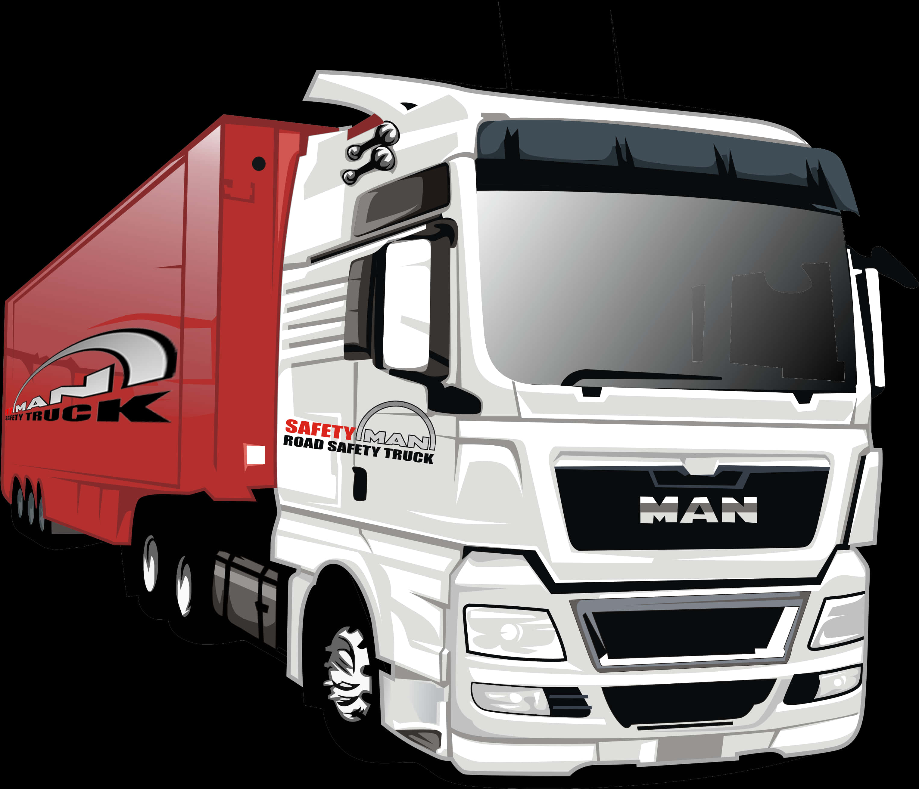 Redand White M A N Safety Truck Illustration