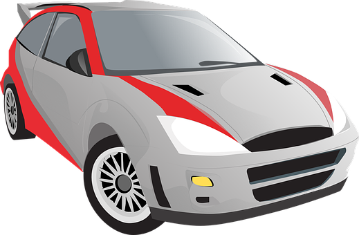 Redand White Race Car Illustration PNG with transparent background