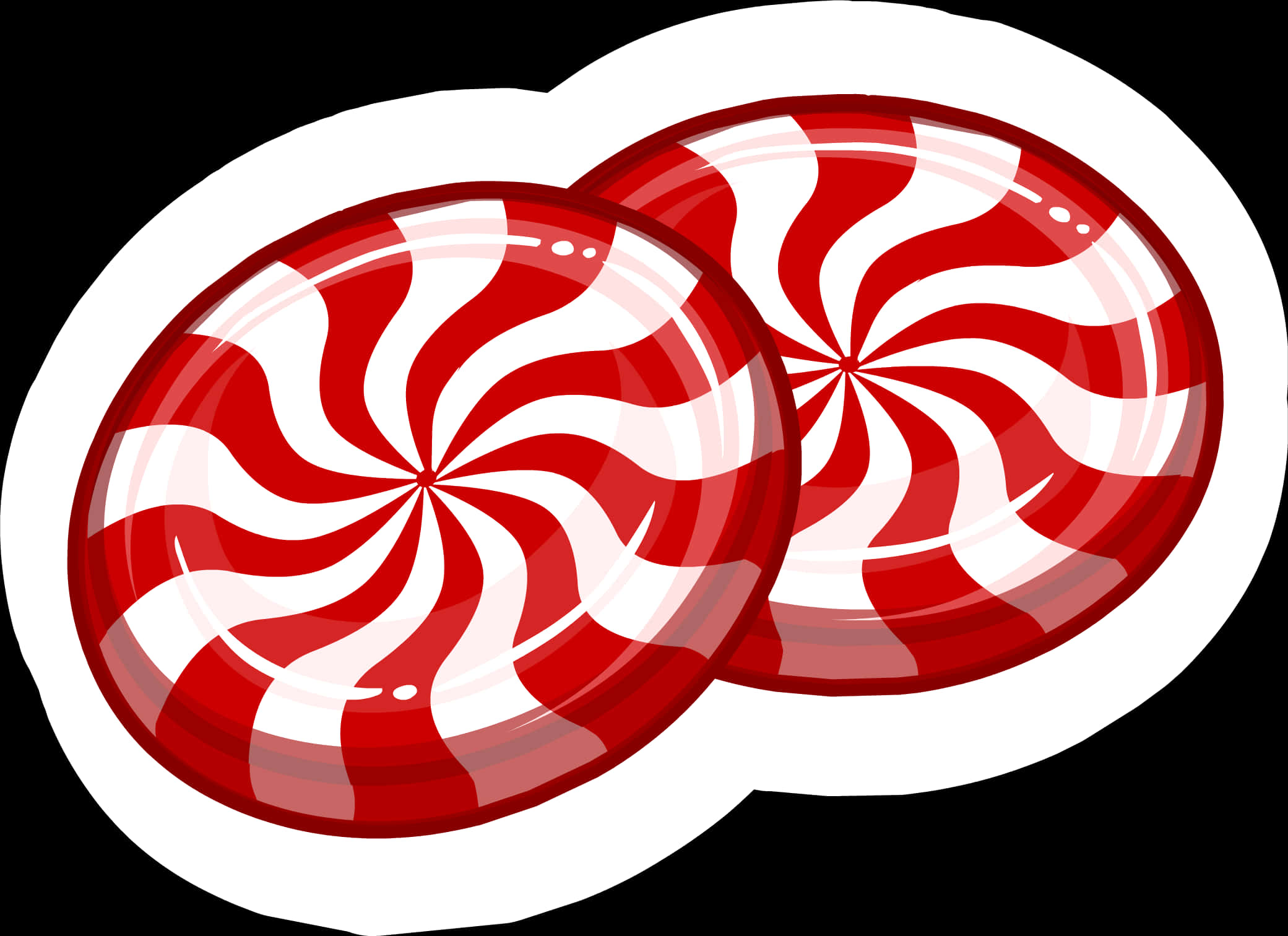 Redand White Swirl Candies Illustration PNG with transparent background