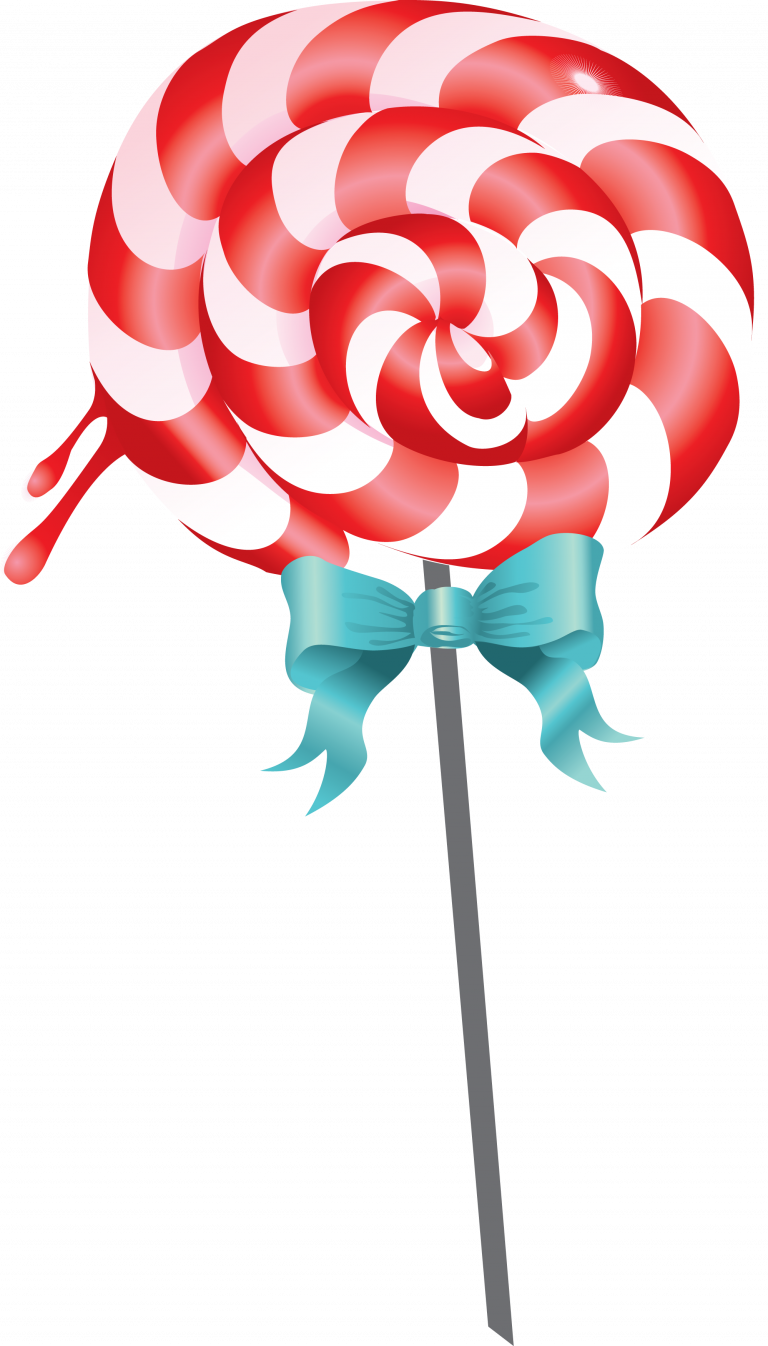 Redand White Swirl Lollipopwith Blue Bow