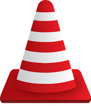 Redand White Traffic Cone Graphic PNG with transparent background