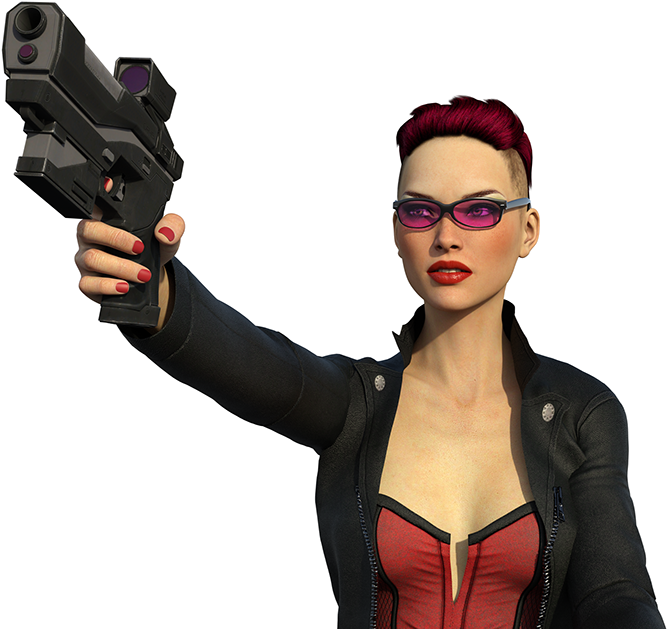 Redhead Female Agent With Gun